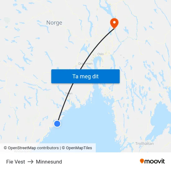 Fie Vest to Minnesund map