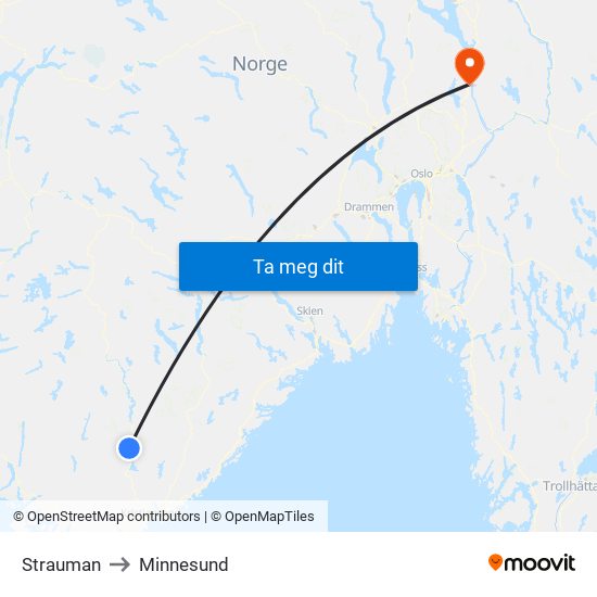 Strauman to Minnesund map