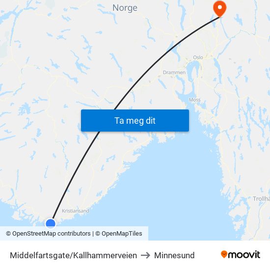 Middelfartsgate/Kallhammerveien to Minnesund map