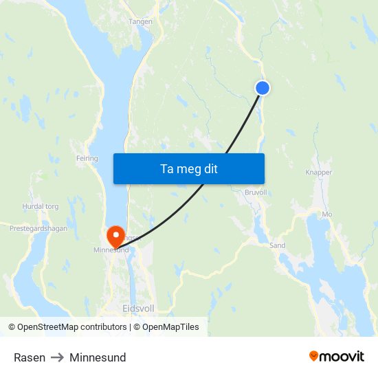 Rasen to Minnesund map