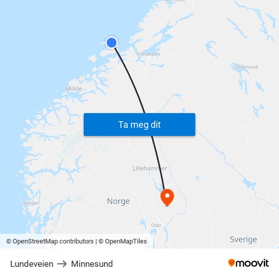 Lundeveien to Minnesund map