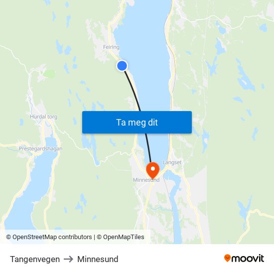 Tangenvegen to Minnesund map