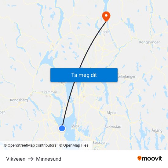 Vikveien to Minnesund map