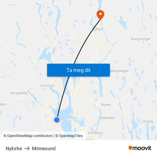 Nykirke to Minnesund map