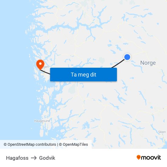 Hagafoss to Godvik map