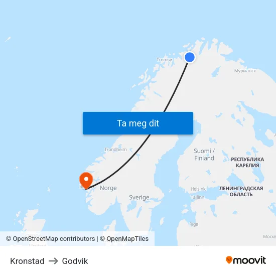 Kronstad to Godvik map