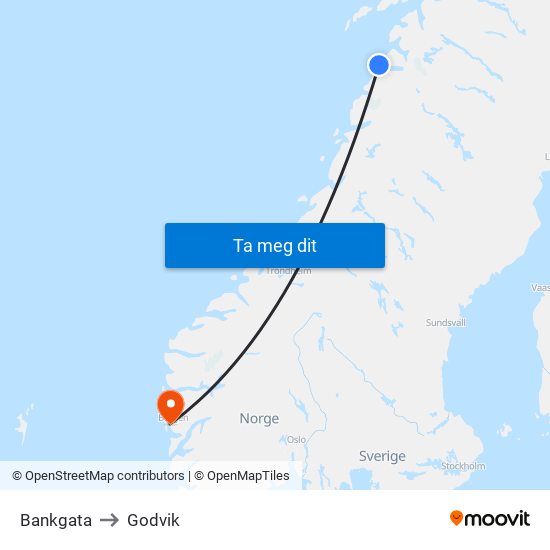 Bankgata to Godvik map