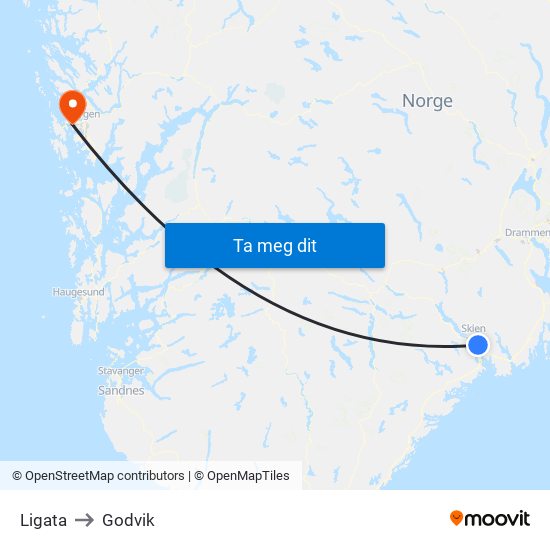 Ligata to Godvik map