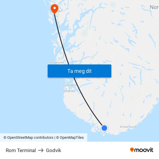 Rom Terminal to Godvik map