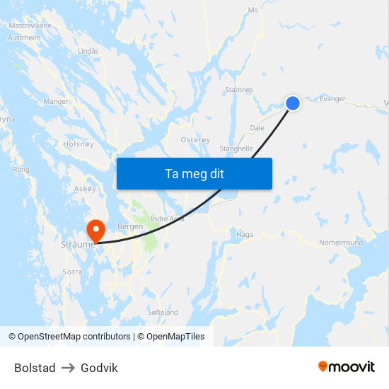 Bolstad to Godvik map