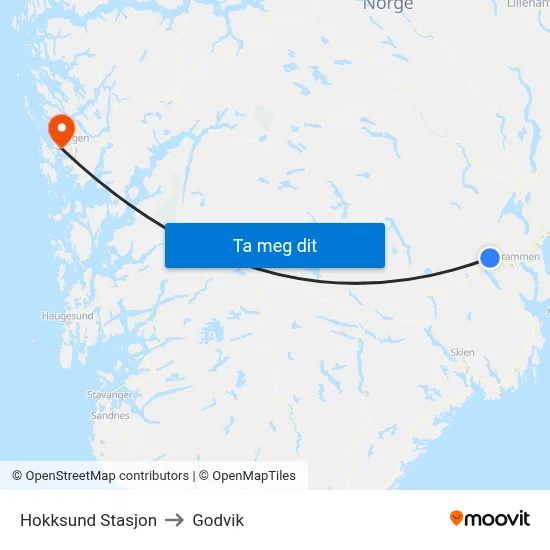Hokksund Stasjon to Godvik map