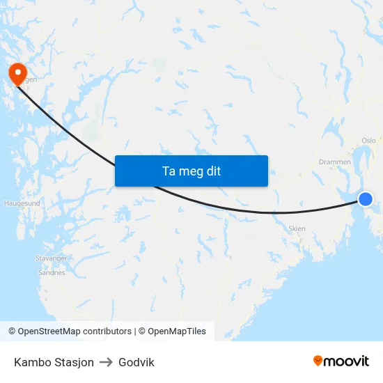 Kambo Stasjon to Godvik map