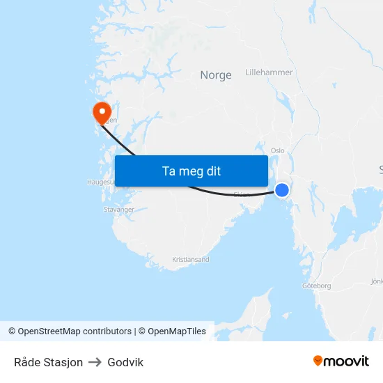 Råde Stasjon to Godvik map
