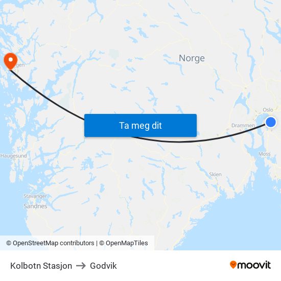 Kolbotn Stasjon to Godvik map