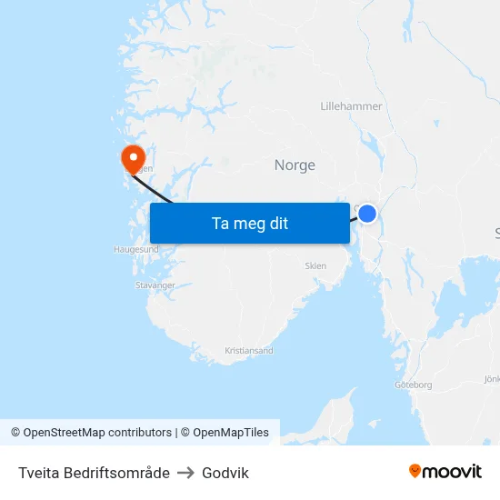 Tveita Bedriftsområde to Godvik map