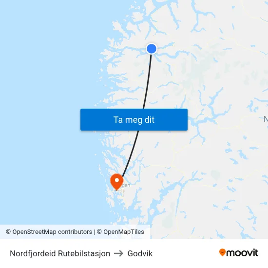 Nordfjordeid Rutebilstasjon to Godvik map