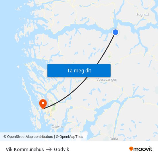 Vik Kommunehus to Godvik map