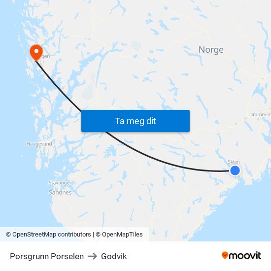Porsgrunn Porselen to Godvik map