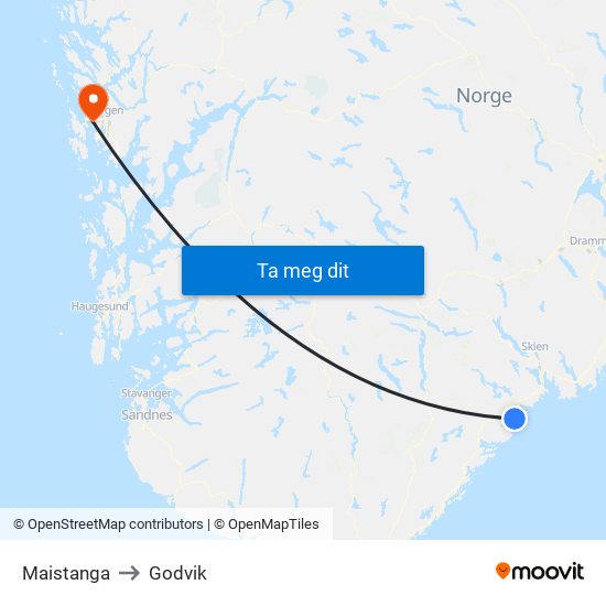 Maistanga to Godvik map