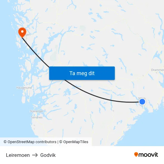 Leiremoen to Godvik map