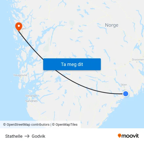 Stathelle to Godvik map