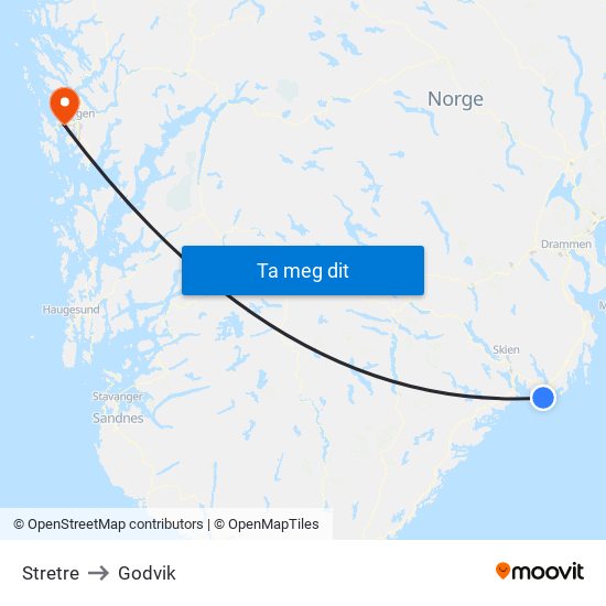 Stretre to Godvik map