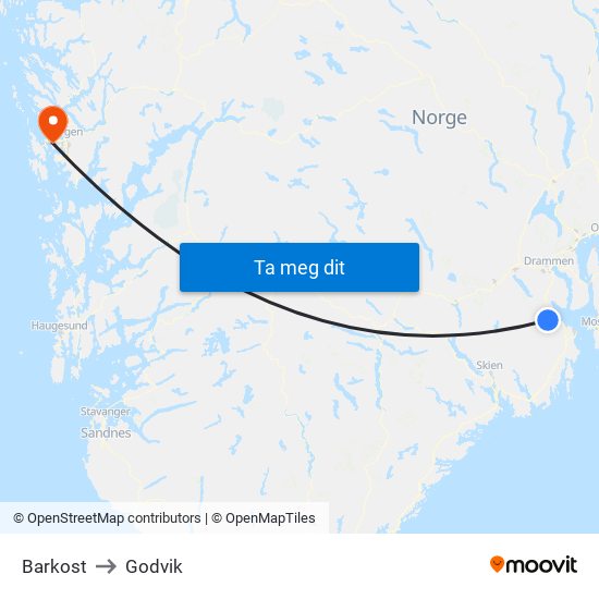 Barkost to Godvik map