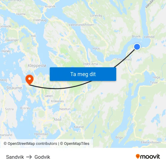 Sandvik to Godvik map