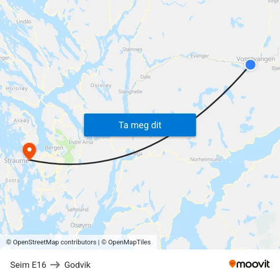 Seim E16 to Godvik map