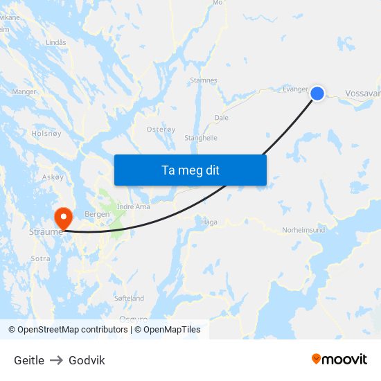 Geitle to Godvik map