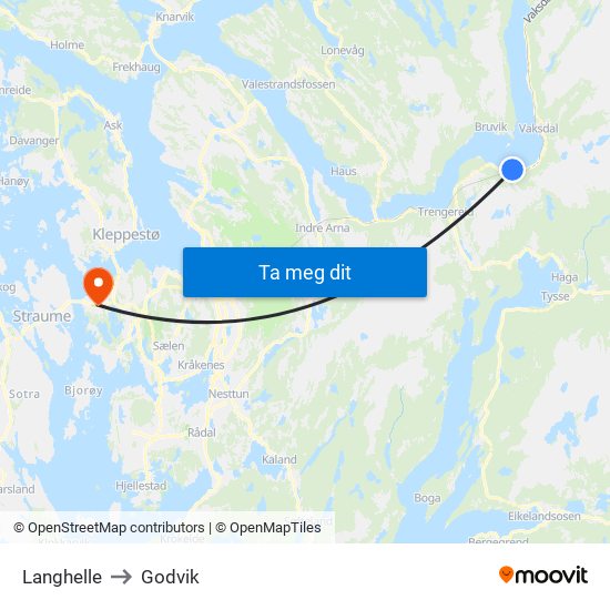 Langhelle to Godvik map