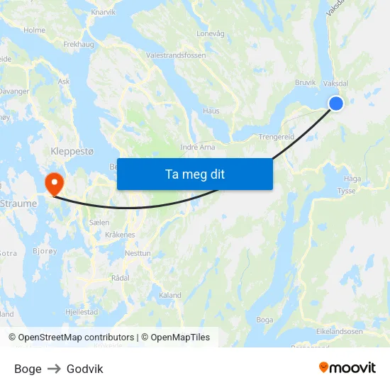 Boge to Godvik map