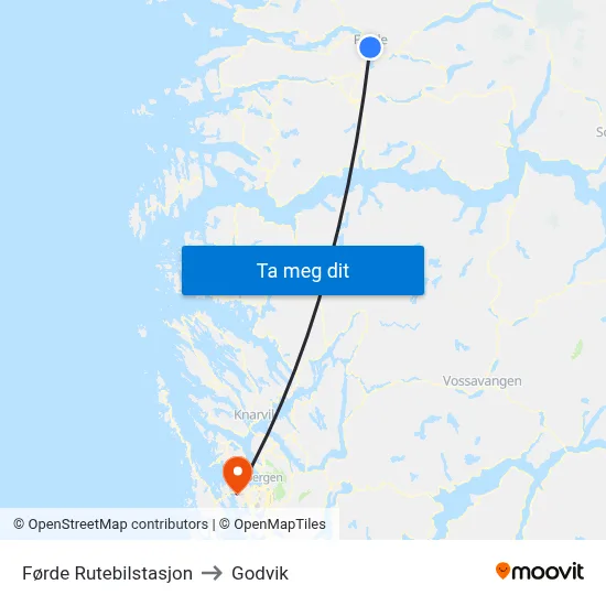 Førde Rutebilstasjon to Godvik map