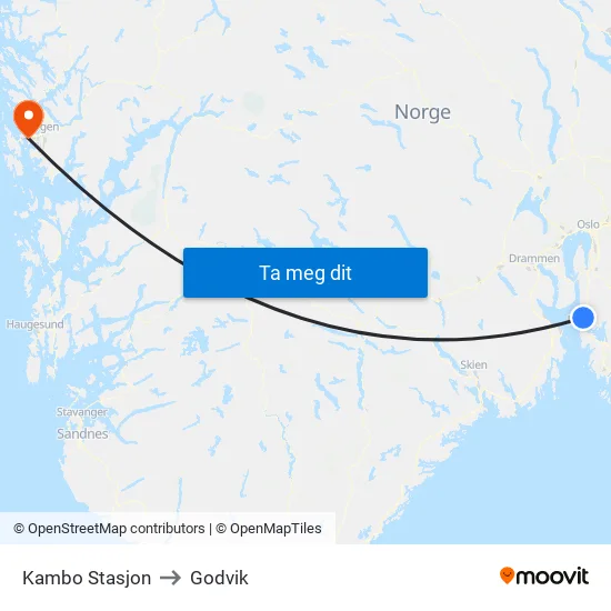 Kambo Stasjon to Godvik map