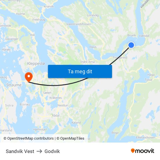 Sandvik Vest to Godvik map