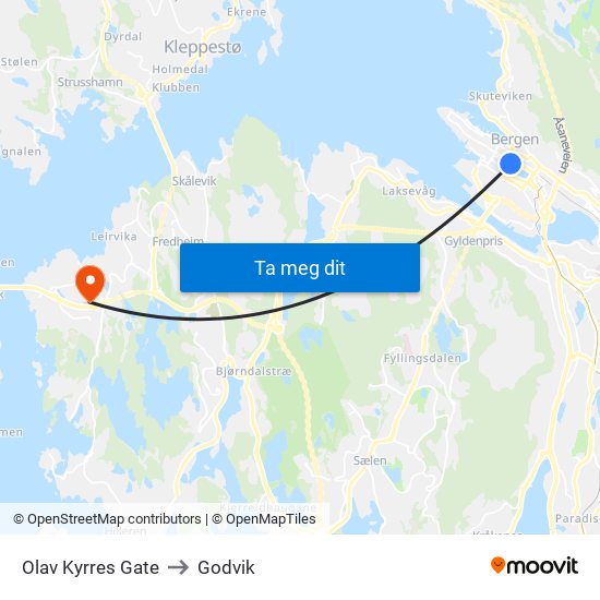 Olav Kyrres Gate to Godvik map