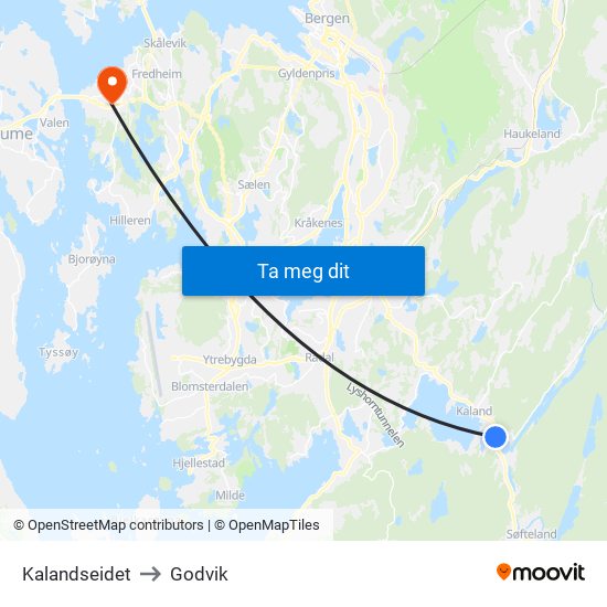 Kalandseidet to Godvik map