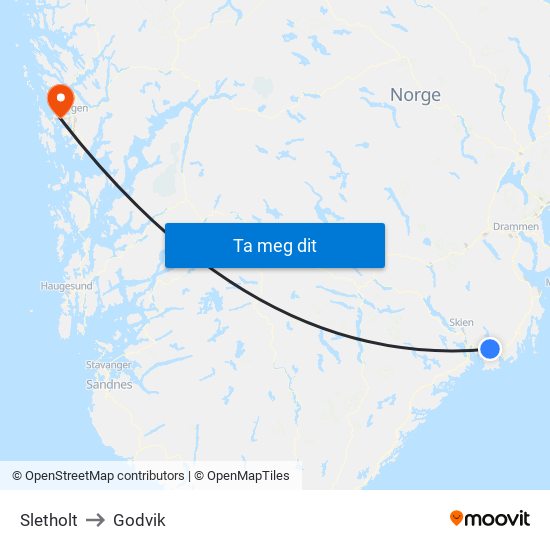 Sletholt to Godvik map