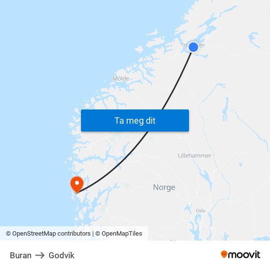 Buran to Godvik map