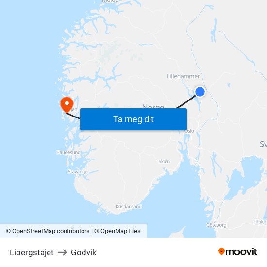 Libergstajet to Godvik map