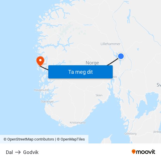 Dal to Godvik map