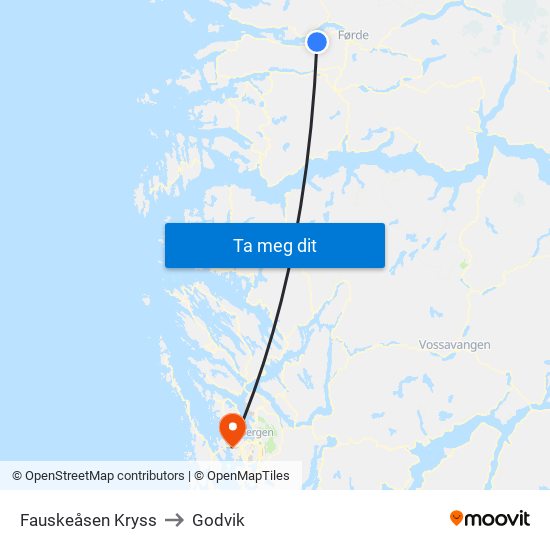 Fauskeåsen Kryss to Godvik map