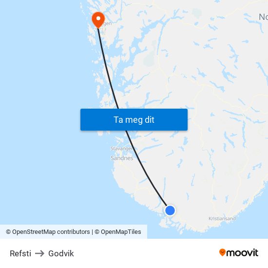 Refsti to Godvik map
