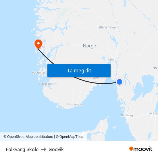 Folkvang Skole to Godvik map