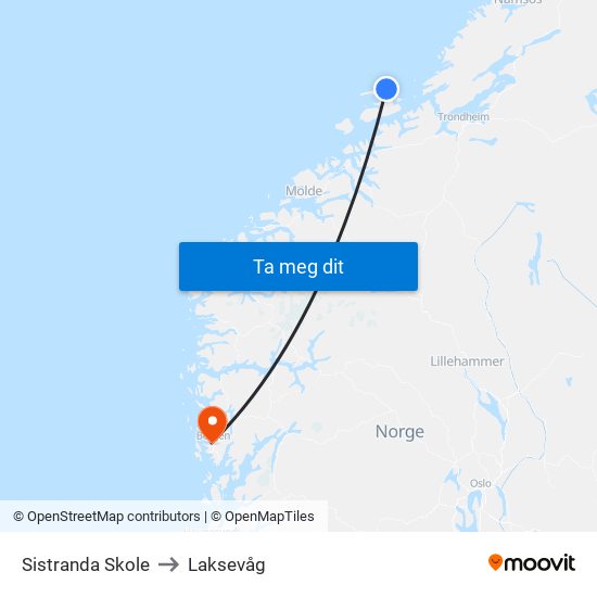 Sistranda Skole to Laksevåg map