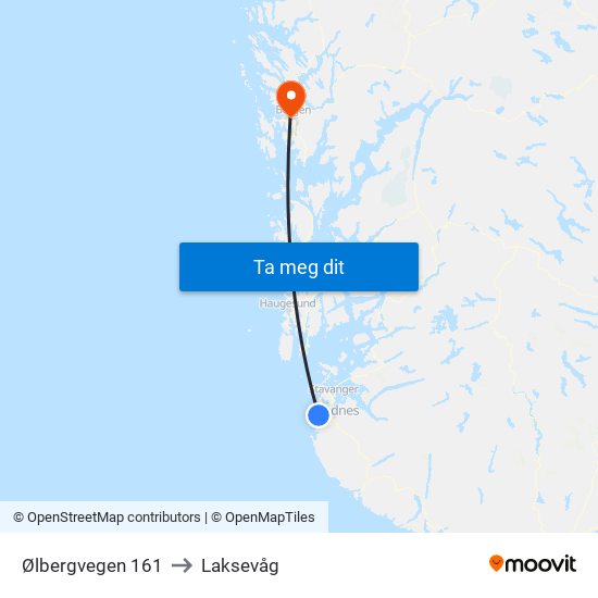 Ølbergvegen 161 to Laksevåg map