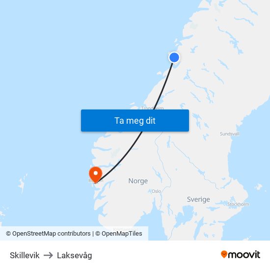 Skillevik to Laksevåg map