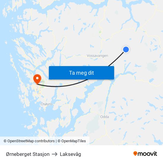 Ørneberget Stasjon to Laksevåg map