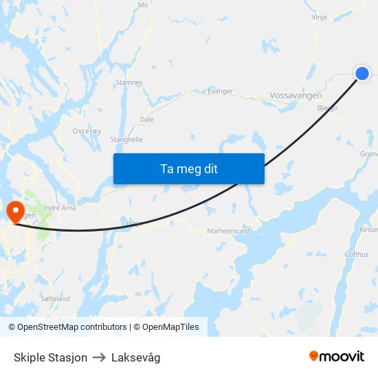 Skiple Stasjon to Laksevåg map