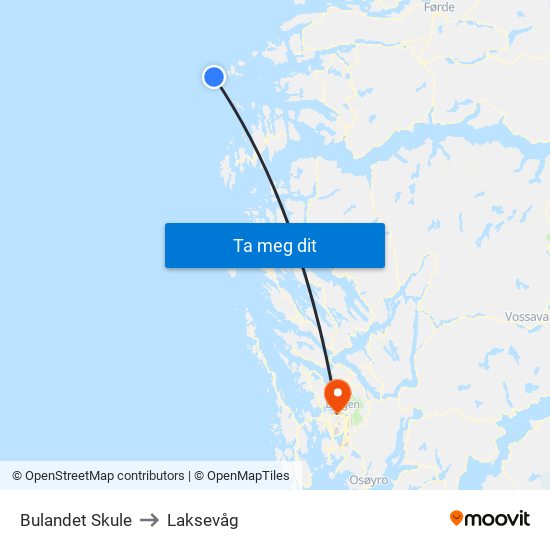 Bulandet Skule to Laksevåg map